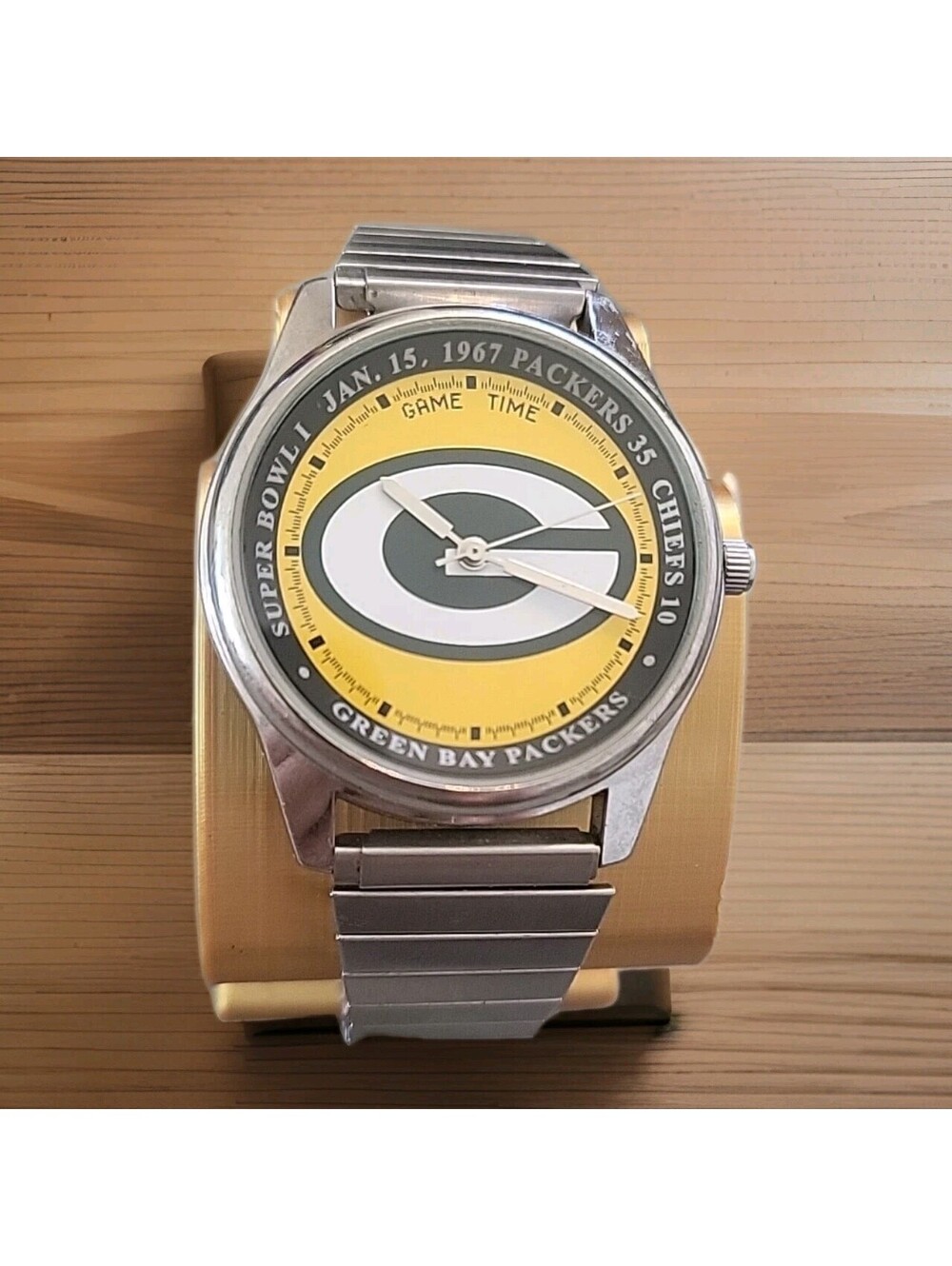 Game Time NFL Green Bay Packers Stainless Steel Watch Excellent Cond. Working
